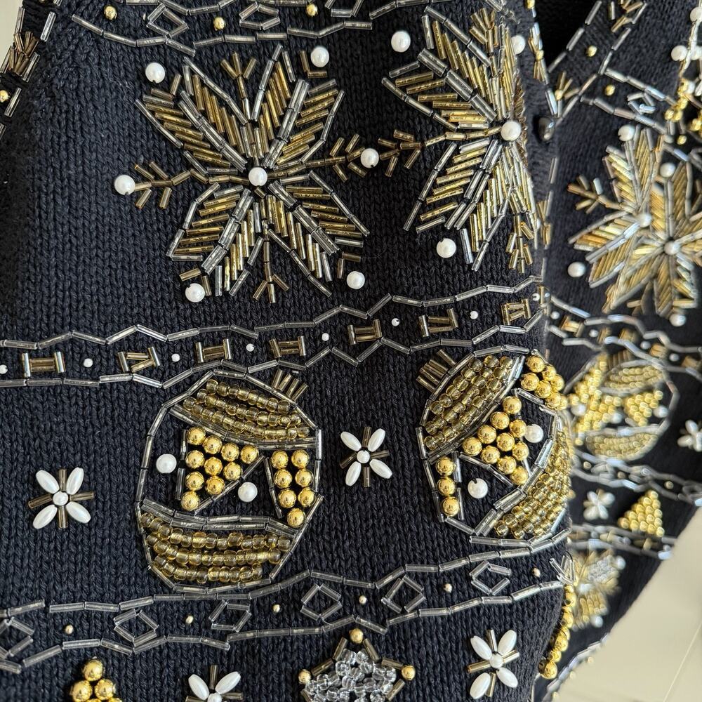 Vintage 1997 Claudia D. Women’s Winter Holiday Beaded Sweater Vest Size XL - Picture 14 of 16